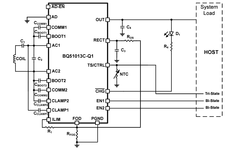 Schaltplan - Texas Instruments bq51013C/bq51013C-Q1 Drahtlose Qi-Stromversorgungen